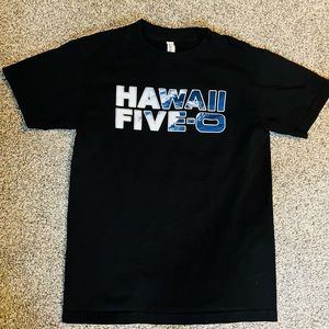 HAWAII 5-0 FILMED IN HAWAII Mens 2-Sided Graphic Logo T-Shirt Size Small Black